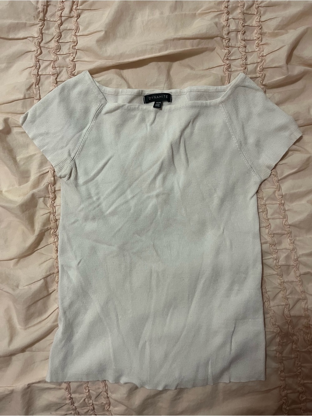 Dynamite Cream Ribbed Short Sleeve Top